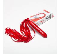 Красная резиновая плеть с ручкой-фаллосом - 55 см.