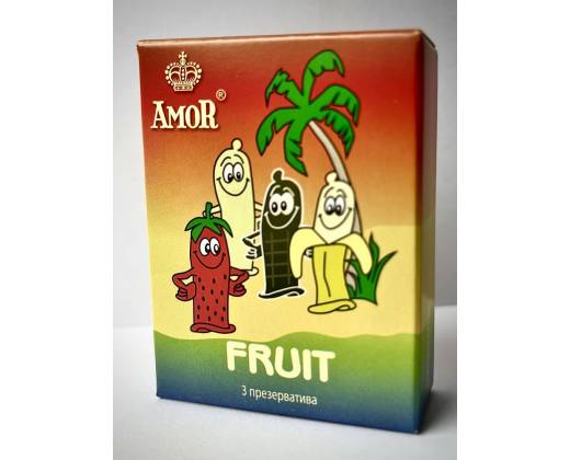 Ароматизированные презервативы AMOR Fruit "Яркая линия" - 3 шт