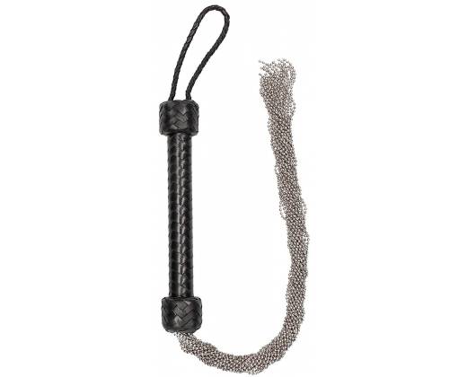 Черная многохвостая металлическая плеть Silver Ball Chain Flogger - 76 см.