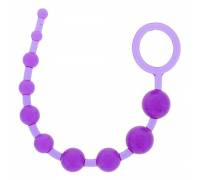 Фиолетовая анальная цепочка PLEASURE BEADS ANAL ROD - 32 см.