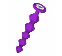 Фиолетовая анальная цепочка с кристаллом Chummy - 16 см