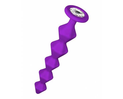 Фиолетовая анальная цепочка с кристаллом Chummy - 16 см