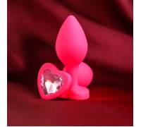 Розовая анальная пробка "Сердечко" - 7,3 см.