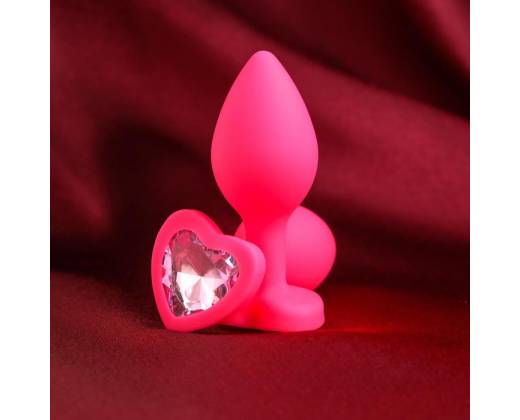 Розовая анальная пробка "Сердечко" - 7,3 см.