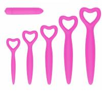 Набор розовых вагинальных расширителей с вибропулей Silicone Vaginal Dilator Set