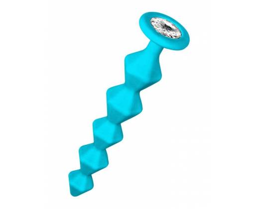 Бирюзовая анальная цепочка с кристаллом Chummy - 16 см