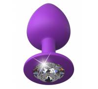 Фиолетовая анальная пробка со стразом Her Little Gem Large Plug - 9,5 см