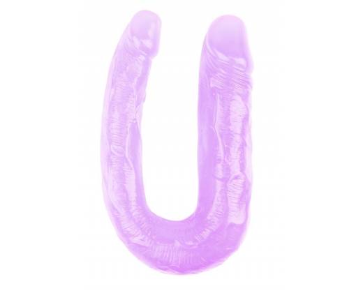 Фиолетовый двусторонний фаллоимитатор Hi-Rubber - 34 см.