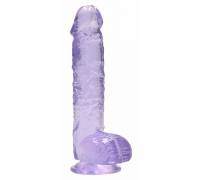 Фиолетовый фаллоимитатор Realrock Crystal Clear 8 inch - 21 см.