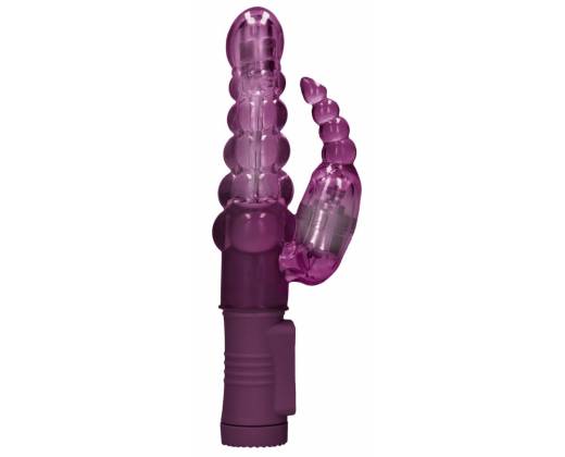 Фиолетовый вибратор-кролик Rotating Bubbles - 23,2 см.