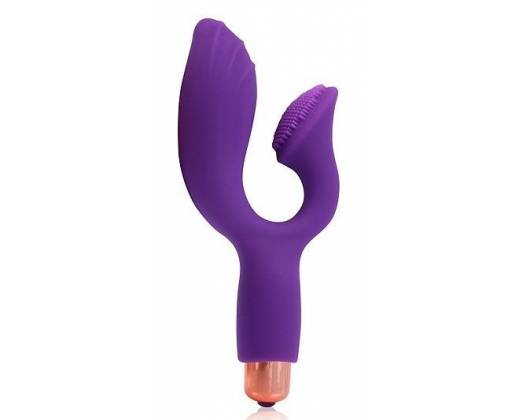 Фиолетовый вибромассажер Cosmo с отростком для стимуляции клитора