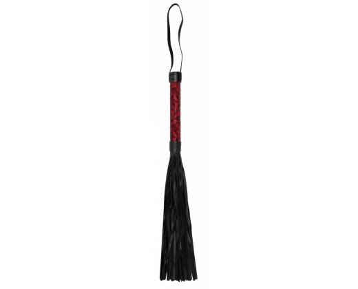 Красно-черная многохвостовая гладкая плеть Luxury Whip - 38,5 см.