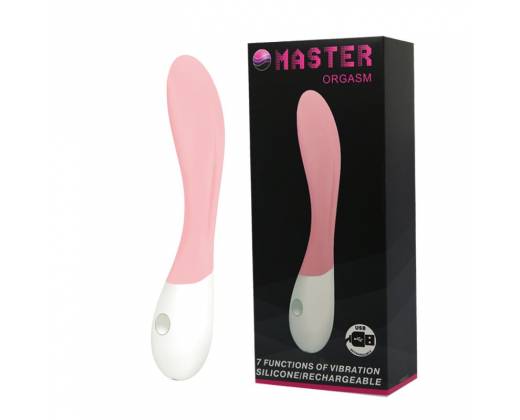 Нежно-розовый перезаряжаемый вибратор Master Orgasm - 20 см.