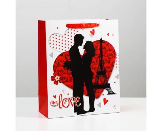 Подарочный пакет "Романтичная пара Love" - 32 х 26 см.