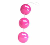 Розовые вагинальные шарики со смещенным центром тяжести на веревочке