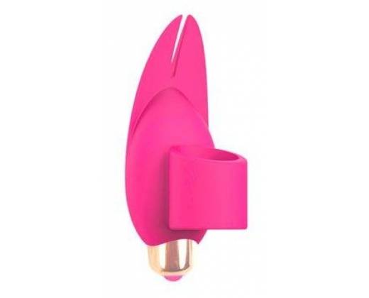 Розовый вибромассажер с петелькой под палец - 8 см.
