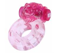 Розовое эрекционное виброкольцо "Медвежонок"