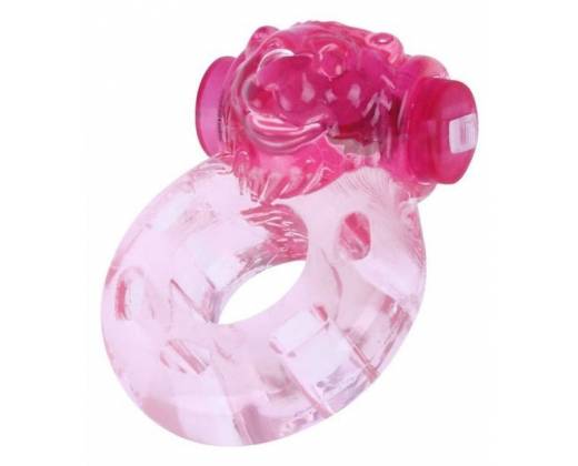 Розовое эрекционное виброкольцо "Медвежонок"