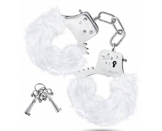 Белые игровые наручники Plush Fur Cuffs