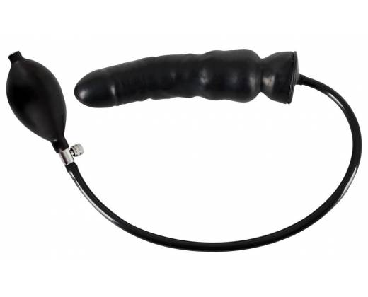 Чёрный надувной фаллоимитатор из латекса Inflatable Latex Dildo - 20 см.