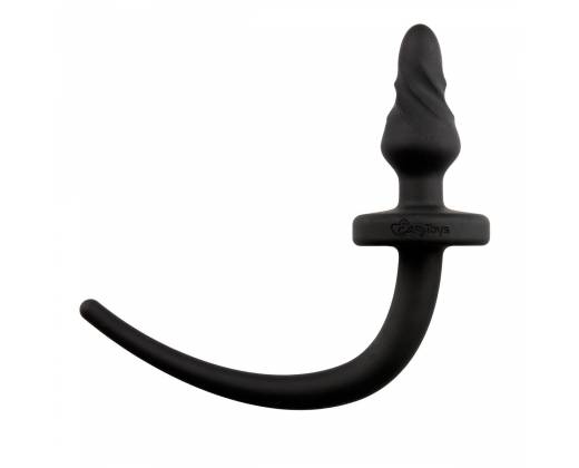 Чёрный витой анальный плаг Dog Tail Plug с хвостом