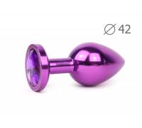 Коническая фиолетовая анальная втулка с фиолетовым кристаллом - 9,3 см.
