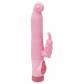 Розовый вибромассажёр с клиторальным зайчиком - 16,5 см.