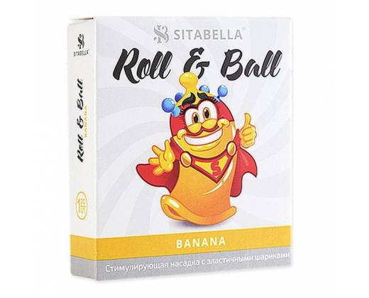 Стимулирующий презерватив-насадка Roll & Ball Banana