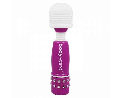 Фиолетово-белый жезловый мини-вибратор с кристаллами Mini Massager Neon Edition