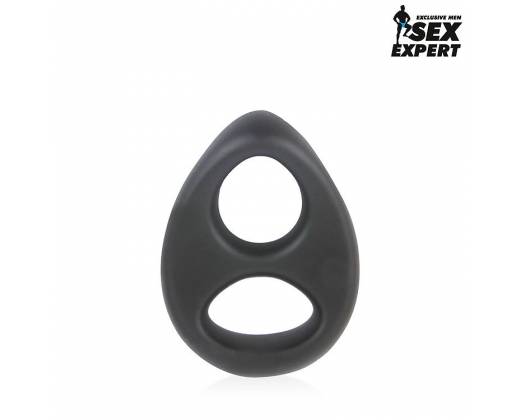 Черное силиконовое овальное эрекционное кольцо Sex Expert