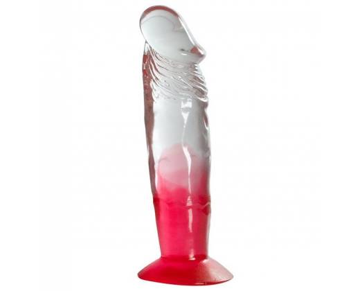Красный фаллоимитатор с прозрачным стволом без мошонки - 17,8 см.