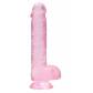 Розовый фаллоимитатор Realrock Crystal Clear 9 inch - 25 см.