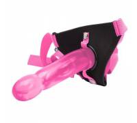 Розовый страпон Climax Strap-on Pink Ice Dong & Harness set - 17,8 см.