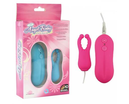 Розовый вибростимулятор с усиками Angel Baby NIpple&Cock clips