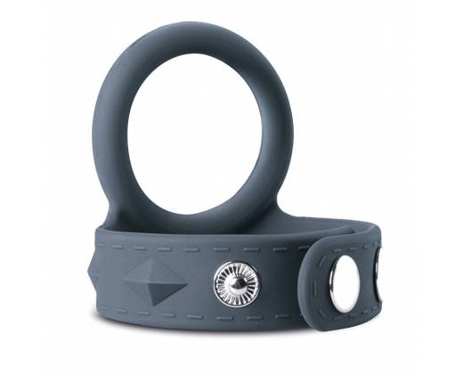 Темно-серое эрекционное кольцо с утяжкой для мошонки - размер L