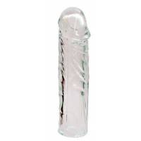 Закрытая прозрачная насадка-фаллос Crystal sleeve - 16 см.