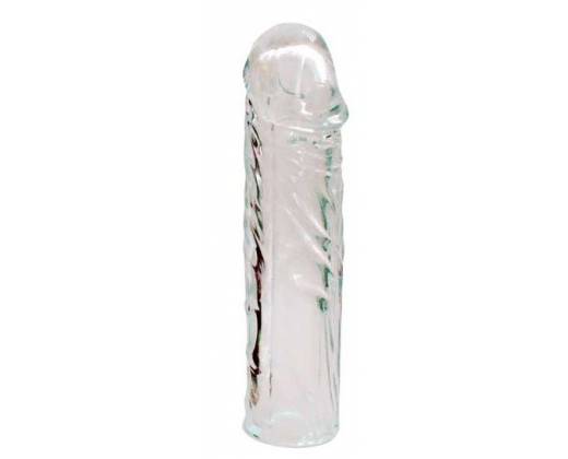 Закрытая прозрачная насадка-фаллос Crystal sleeve - 16 см.