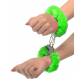 Зеленые металлические наручники с мехом и ключиками