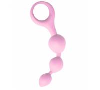 Нежно-розовая анальная цепочка Anal Chain с ручкой-кольцом