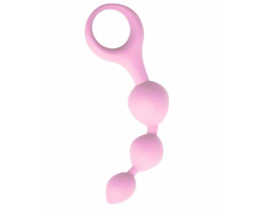 Нежно-розовая анальная цепочка Anal Chain с ручкой-кольцом