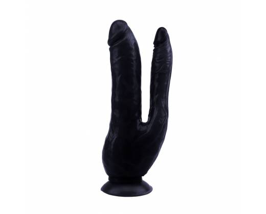 Черный анально-вагинальный фаллоимитатор Dark Magic Dual Penis - 19,5 см.