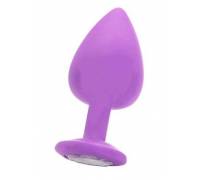 Фиолетовая анальная пробка OUCH! Extra Large Diamond Butt Plug с кристаллом - 9,3 см