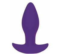 Фиолетовая коническая анальная вибровтулка с ограничителем - 8,5 см.