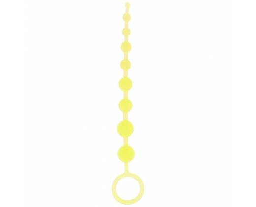 Желтая анальная цепочка-елочка Pleasure Beads - 30 см.