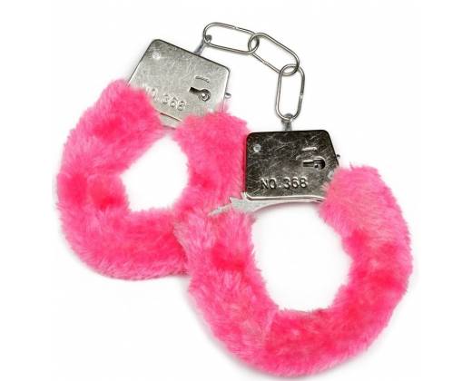 Металлические наручники с розовой опушкой и ключиком