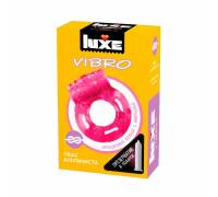 Розовое эрекционное виброкольцо Luxe VIBRO "Ужас Альпиниста" + презерватив