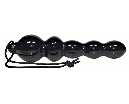 Чёрная анальная ёлочка с петелькой - 18 см