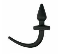 Черная пробка-конус Dog Tail Plug с хвостом