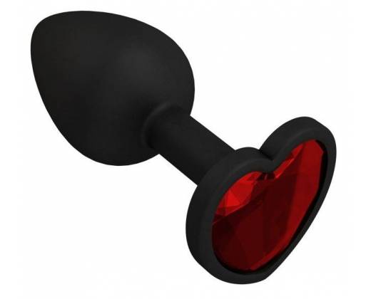 Черная силиконовая пробка с красным кристаллом - 7,3 см.