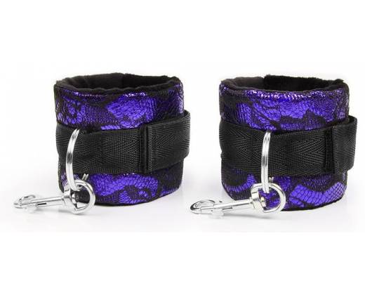 Фиолетово-черные наручники с карабинами